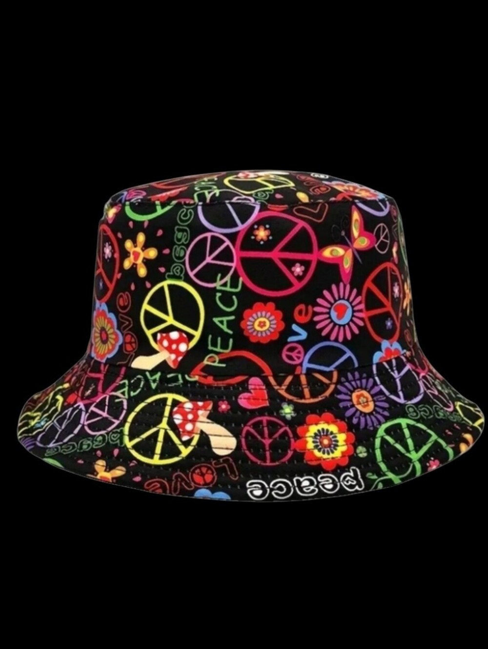 Peace Sign Reversible Bucket Hat 22"/24" Unisex